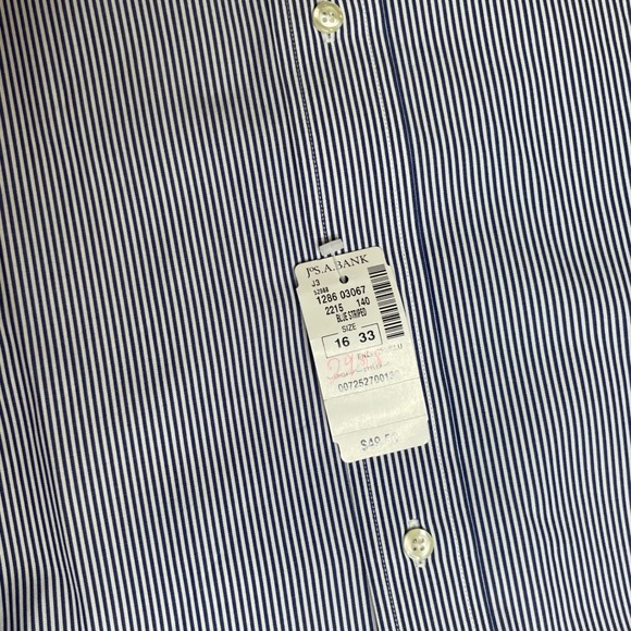 NWT Jos A Bank Mens Dress Shirt Stripe 16-33 Long Sleeve 80s Ply Pinpoint Cotton - Picture 6 of 10
